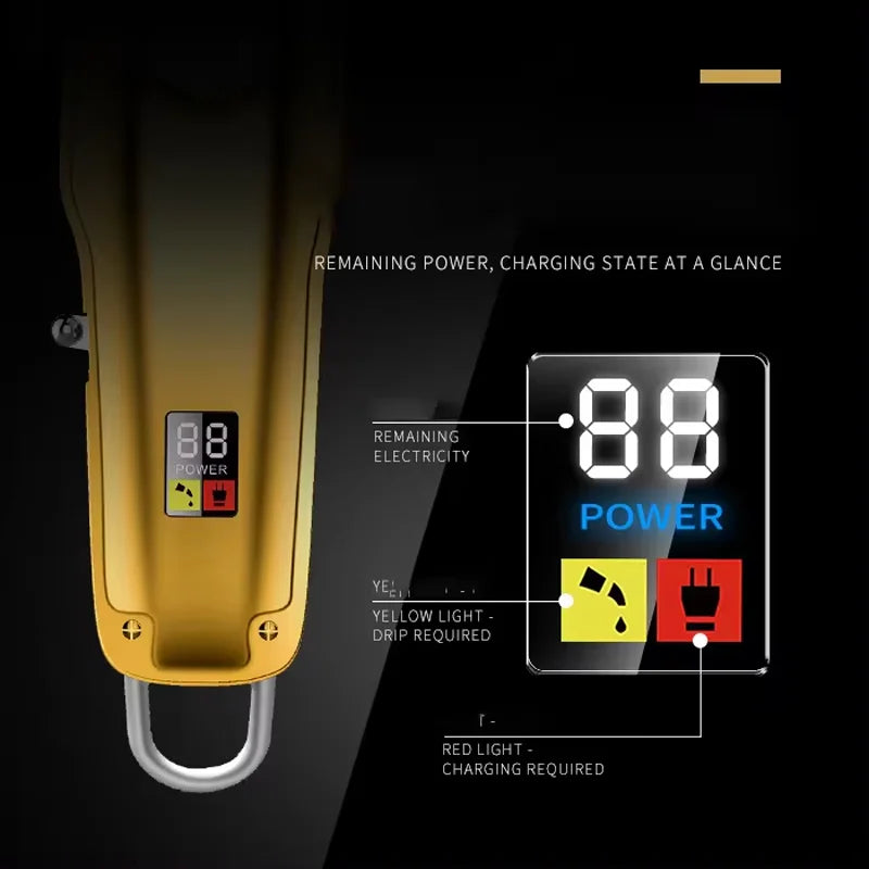 Kemei KM1986 Professional Hair Trimmer Men's Hair Clipper Cordless Electric USB Charging LCD Display Barber Hair Cutting Machine