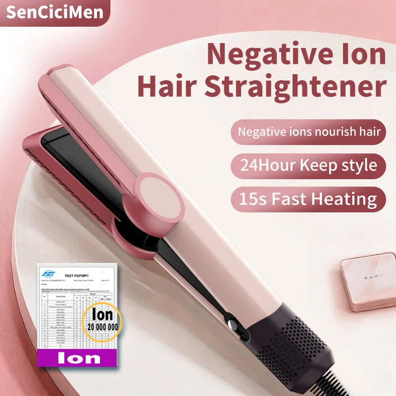 SenCiciMen 2 in 1 Hair Straightener & Hair Dryer Negative Ion Hair Styler Floating Plates Styling Tools for Women Gift