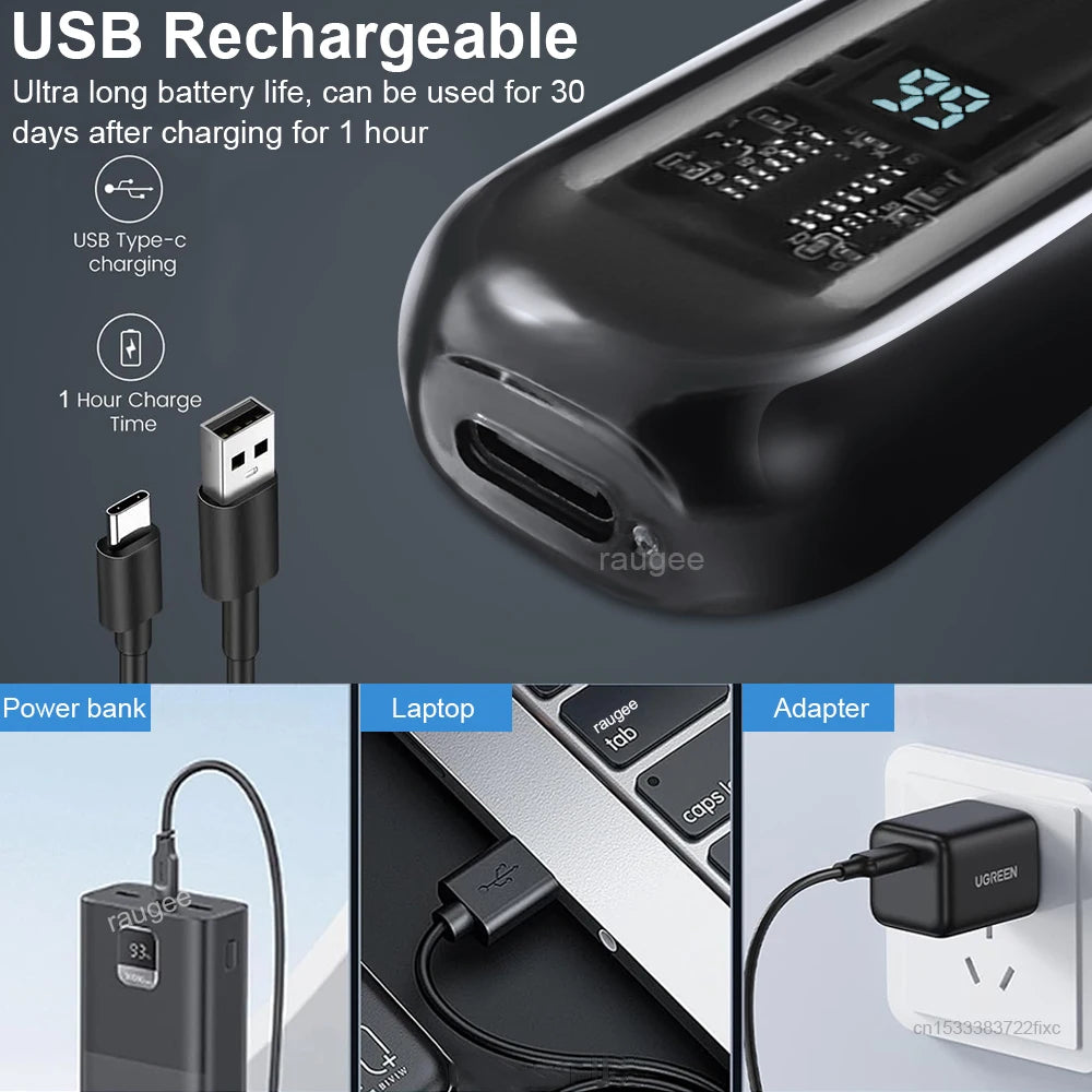 Electric Nose Hair Trimmer for Men Portable 2 In 1 Ear And Nose Hair Clipper Painless Rechargeable LED Display Hair Trimmer