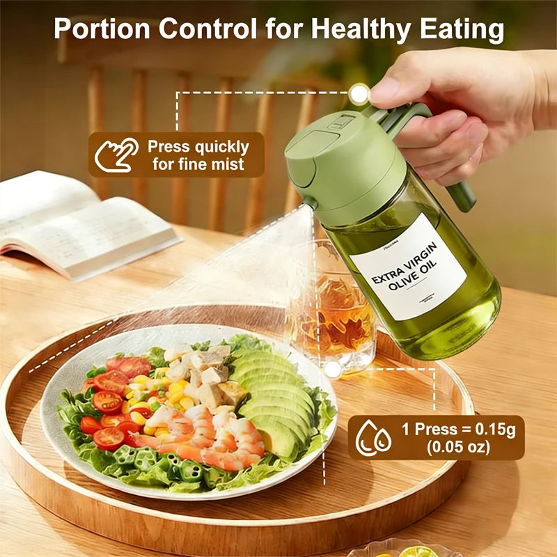 470ml Green Glass Oil Dispenser with Blackout Olive Oil Sprayer Large Capacity Kitchen Cooking Sprayer for Oils And Vinegars