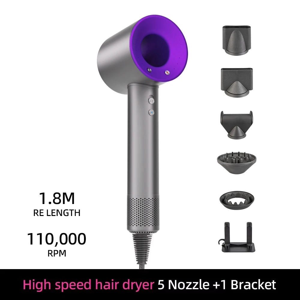 Negative ion hair dryer with high speed and no blades High power silent and quick drying Portable, suitable for home and travel