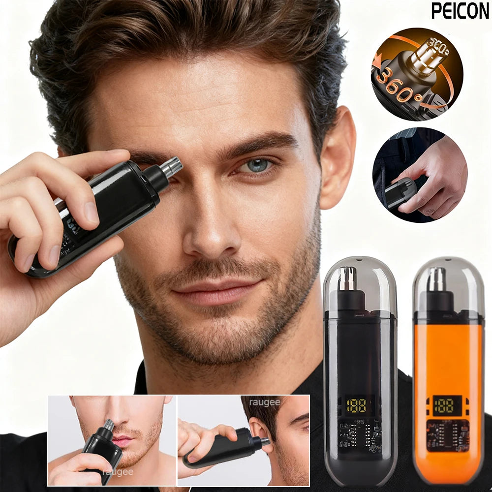 Electric Nose Hair Trimmer for Men Portable 2 In 1 Ear And Nose Hair Clipper Painless Rechargeable LED Display Hair Trimmer