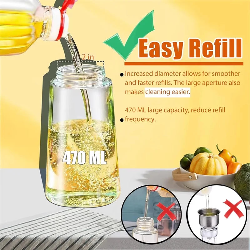 470ml Green Glass Oil Dispenser with Blackout Olive Oil Sprayer Large Capacity Kitchen Cooking Sprayer for Oils And Vinegars