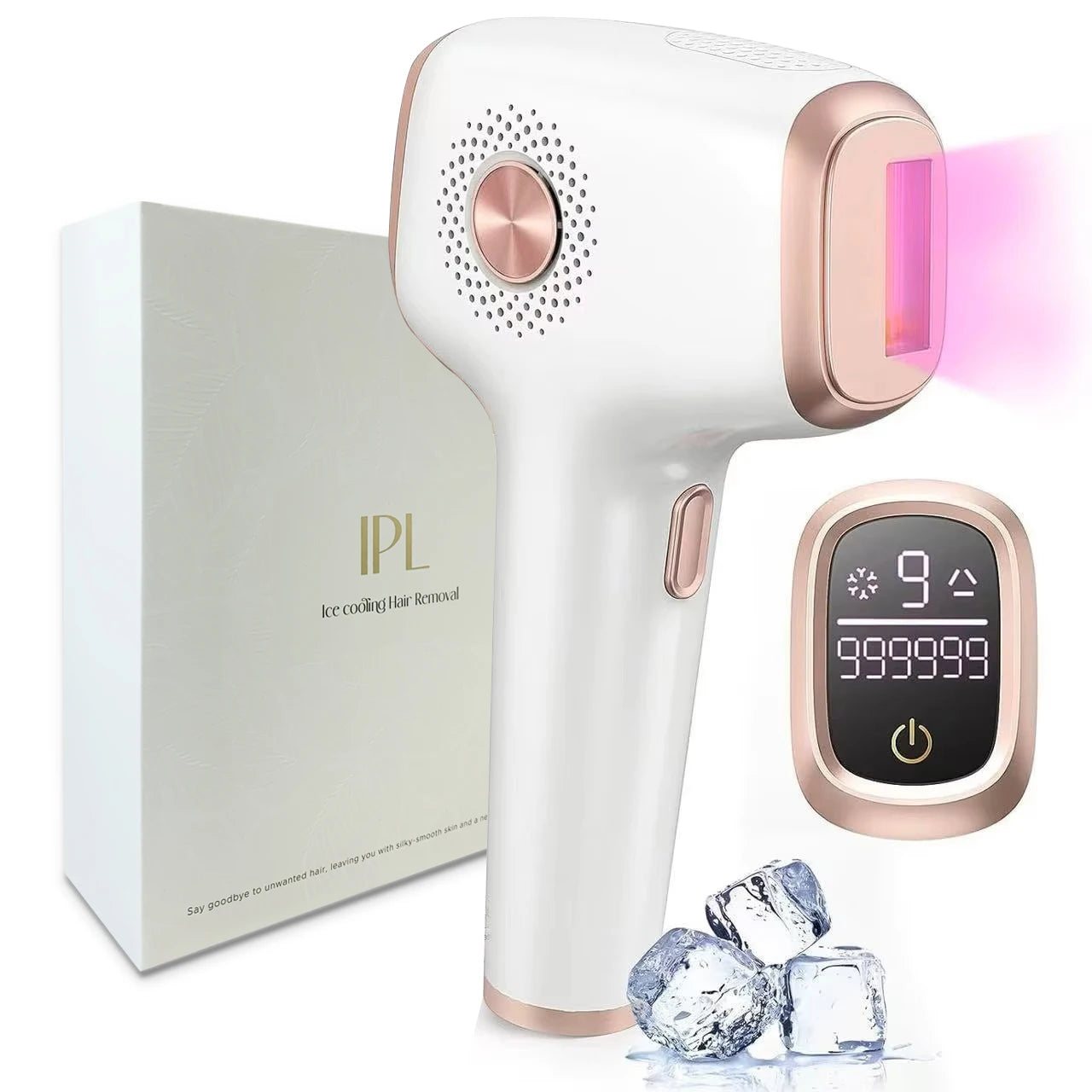 IPL Hair Removal Device 999,999 Flashes Painless Hair Removal with Ice Cooling Care Function Long-Lasting Results Hair Removal